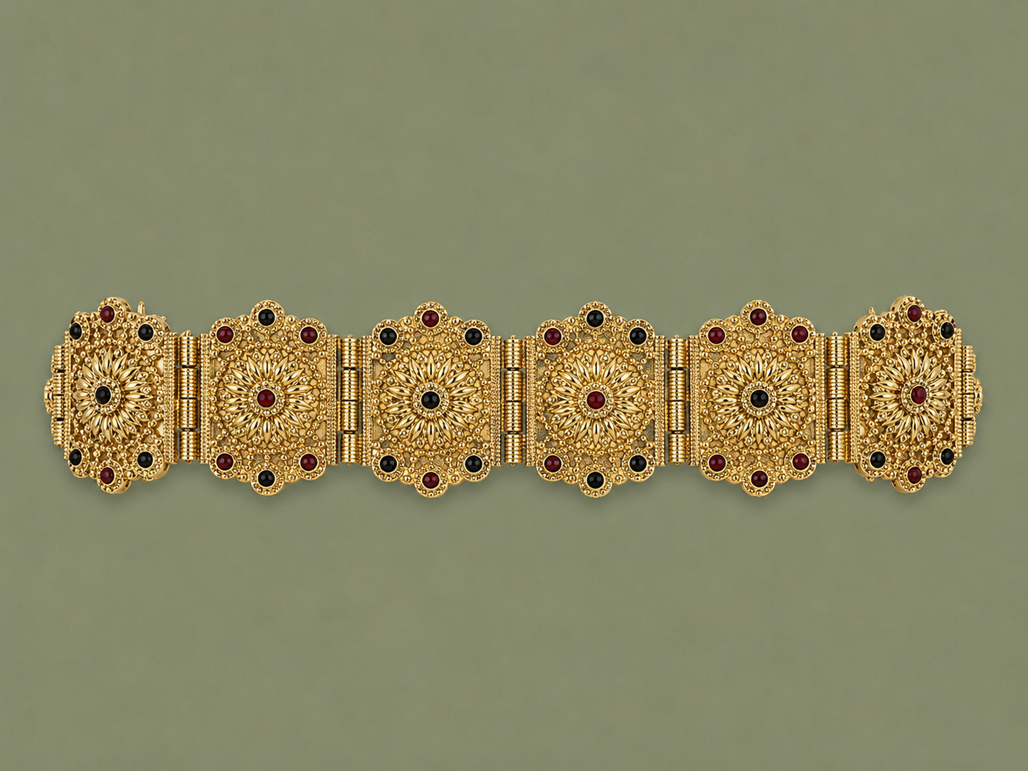 Mdamma Vintage Gold & Red and Green stones - Coffee & Caftans