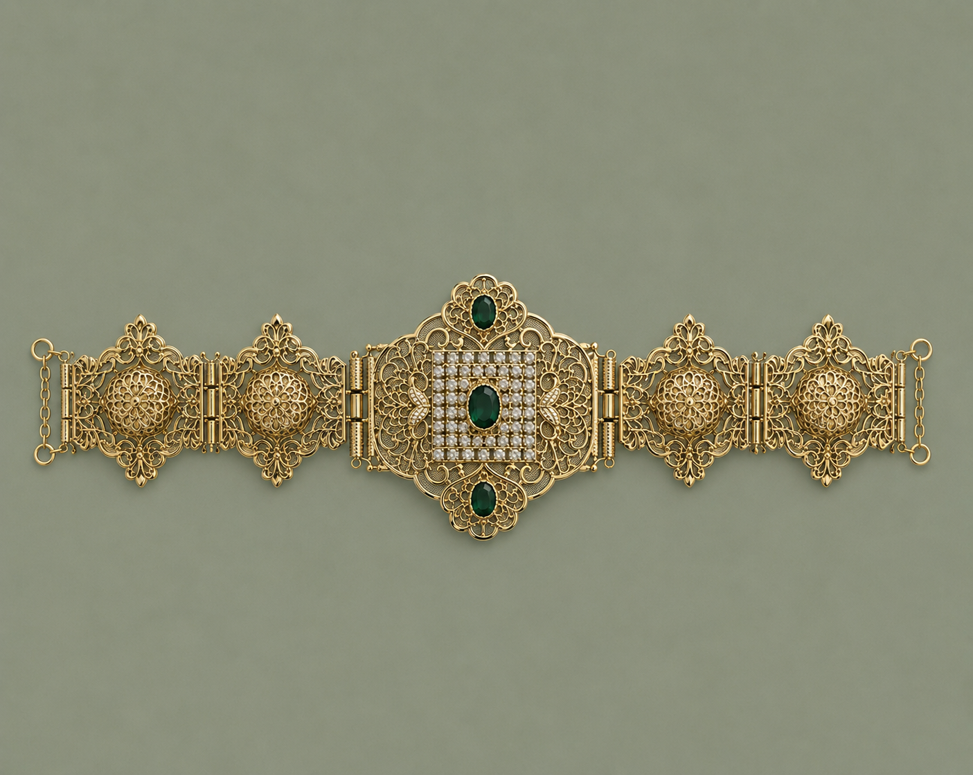 Mdamma Gold & Green stones - Coffee & Caftans