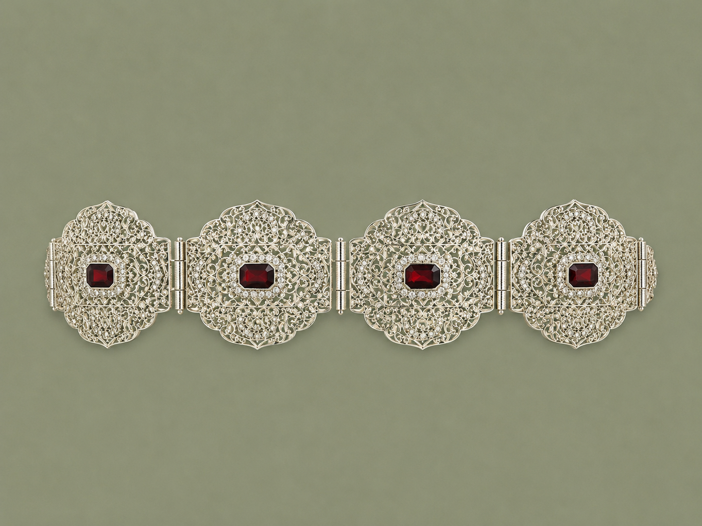 Mdamma Silver & Red Stones - Coffee & Caftans