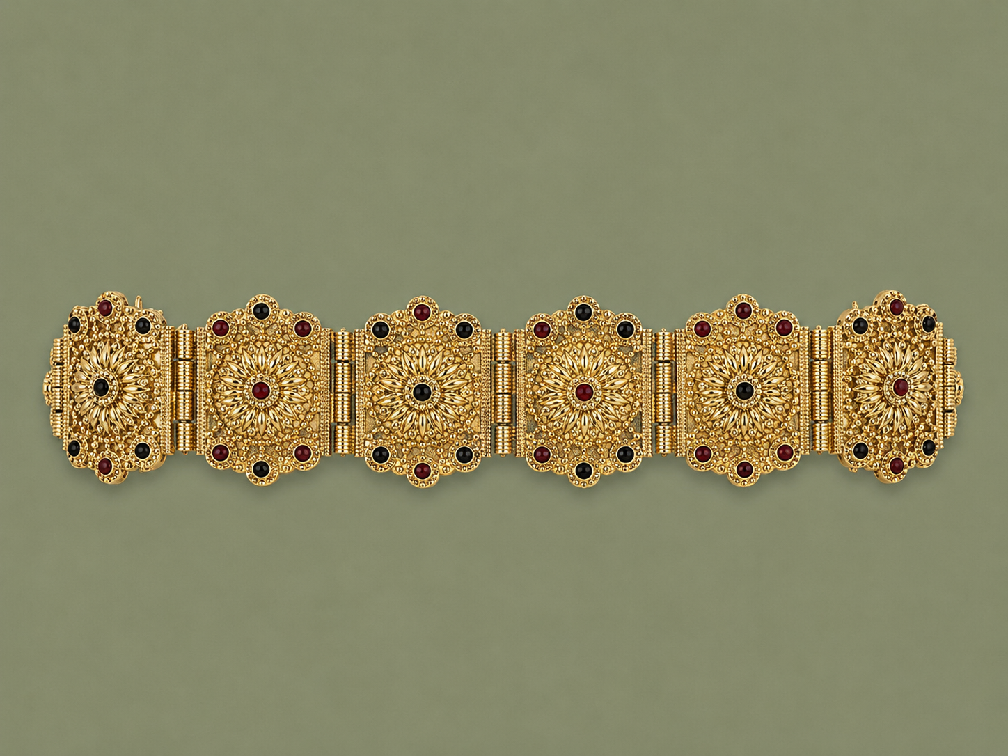 Mdamma Vintage Gold & Red and Green stones - Coffee & Caftans