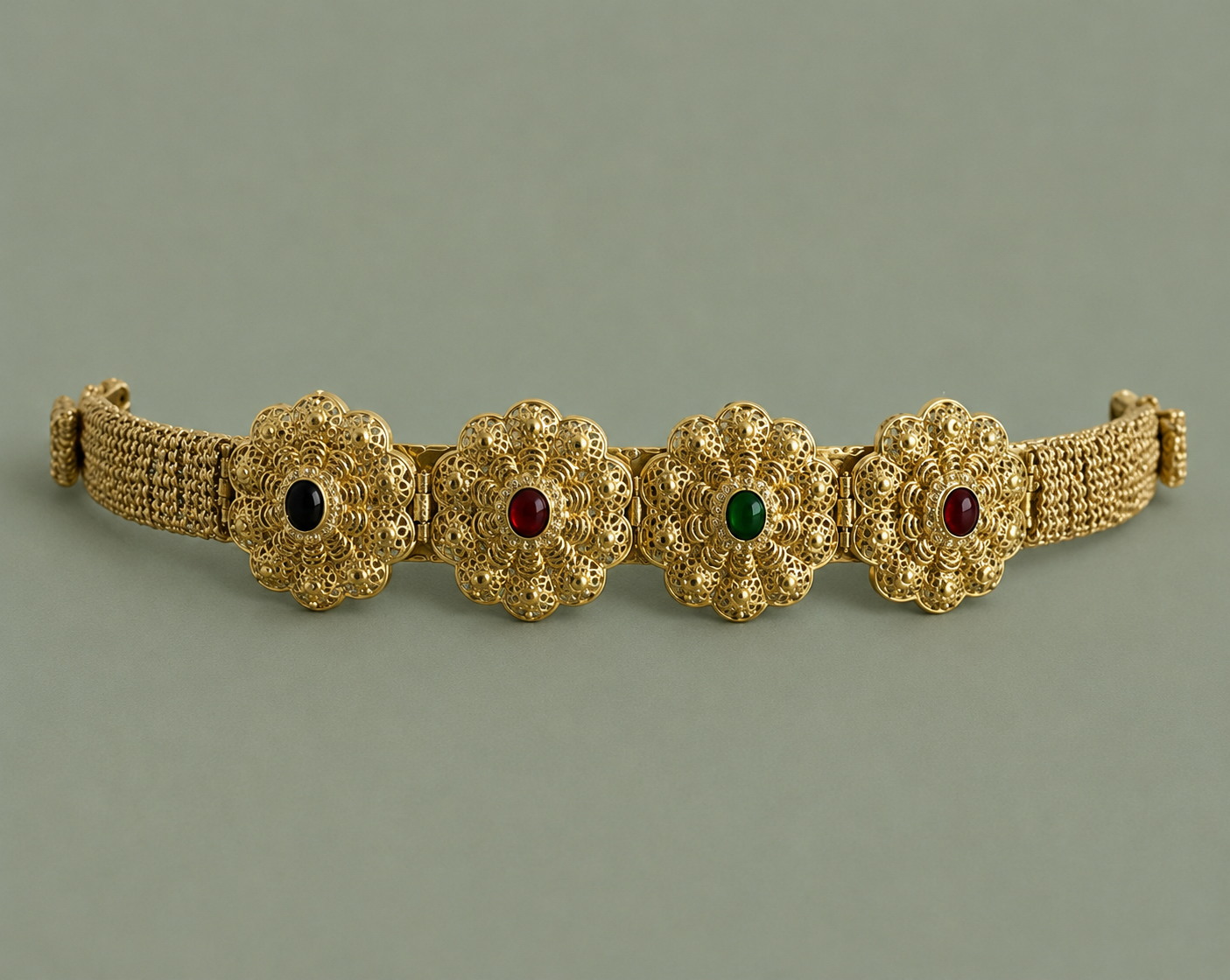 Mdamma Gold & Red and green stones - Coffee & Caftans
